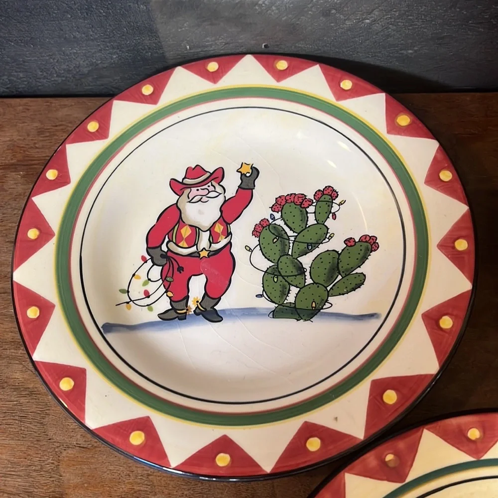 4 Cowboy Santa Side Plates